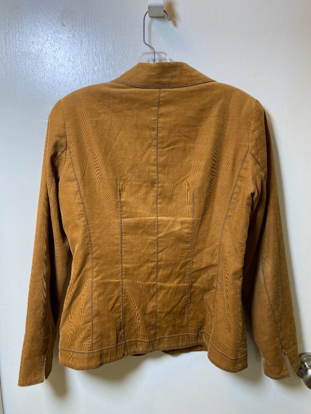Coldwater Creek Rust Corduroy Blazer Jacket Size 4 Leaf Buttons Cotton Lined - Picture 5 of 13